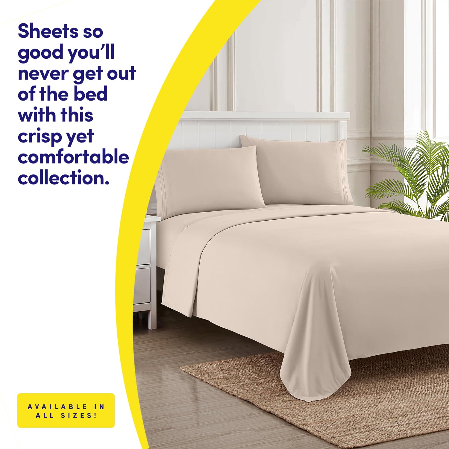 Sweet Home Collection 1500 Supreme king flat sheet beige cream for versatile layering and comfort