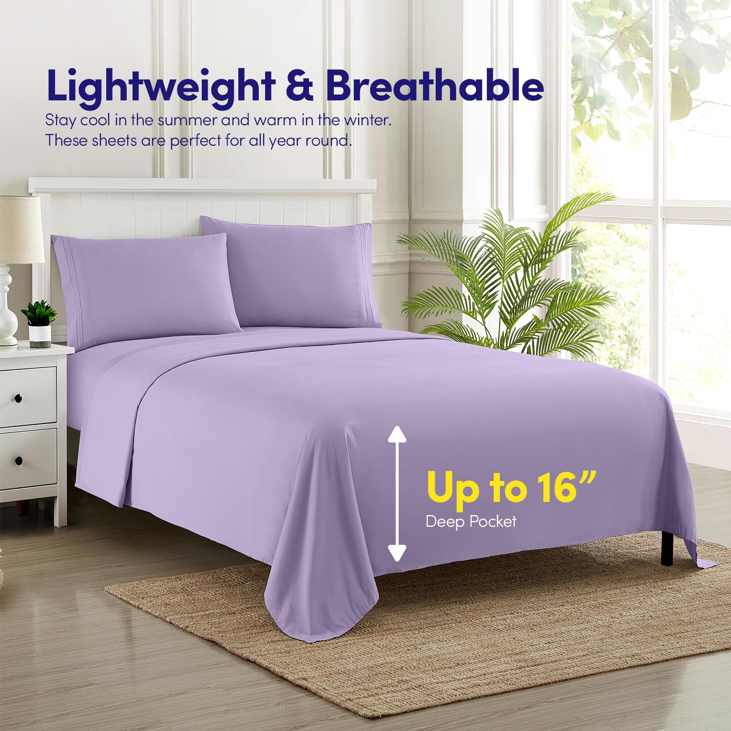 Sweet Home Collection 1500 Supreme lavender bedding in a cohesive bedroom setup