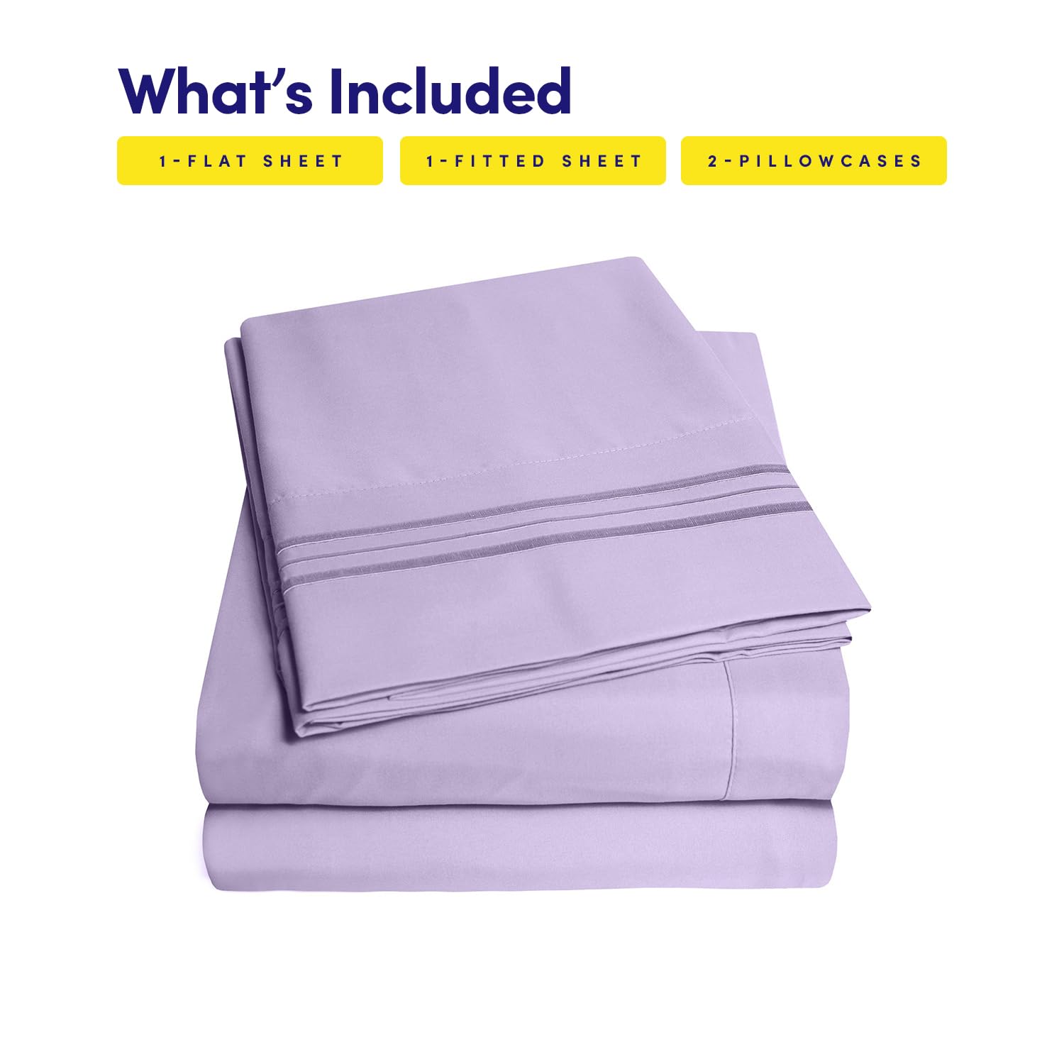 Sweet Home Collection 1500 Supreme Lavender embroidery on pillowcase adds subtle luxury.