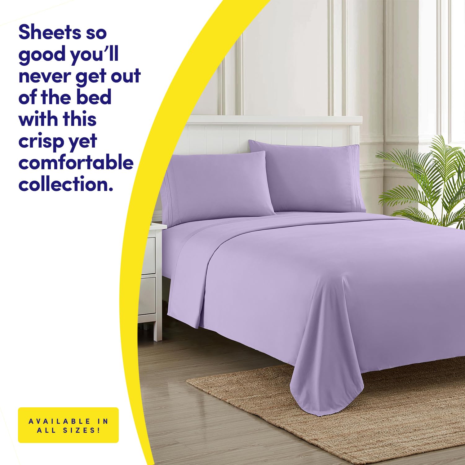 Sweet Home Collection 1500 Supreme lavender fitted sheet stay-in-place demonstration