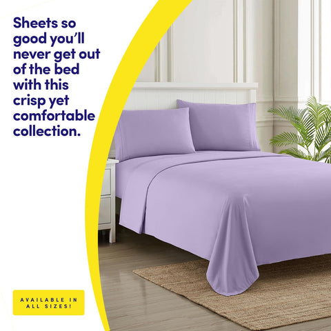 Sweet Home Collection 1500 Supreme lavender fitted sheet stay-in-place demonstration