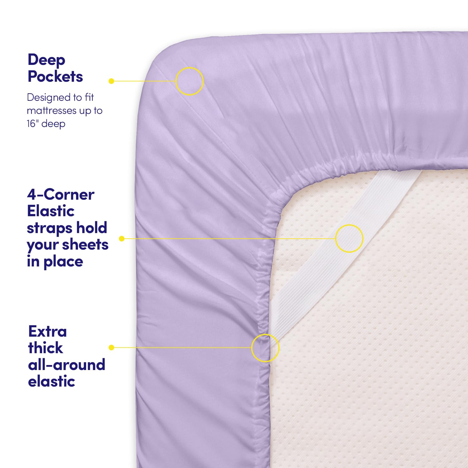 Sweet Home Collection 1500 Supreme lavender pillowcases for restful bedside organization.