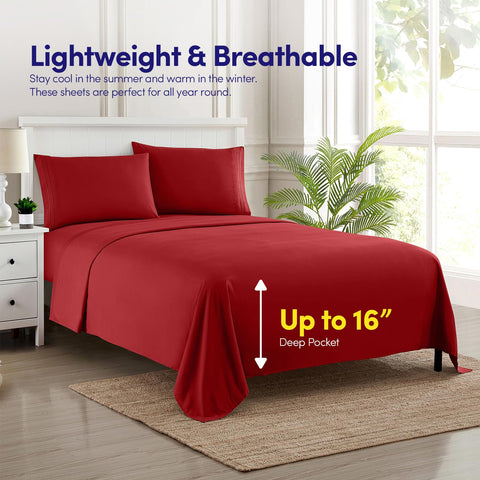 Sweet Home Collection 1500 Supreme luxurious red bedding with hotel feel