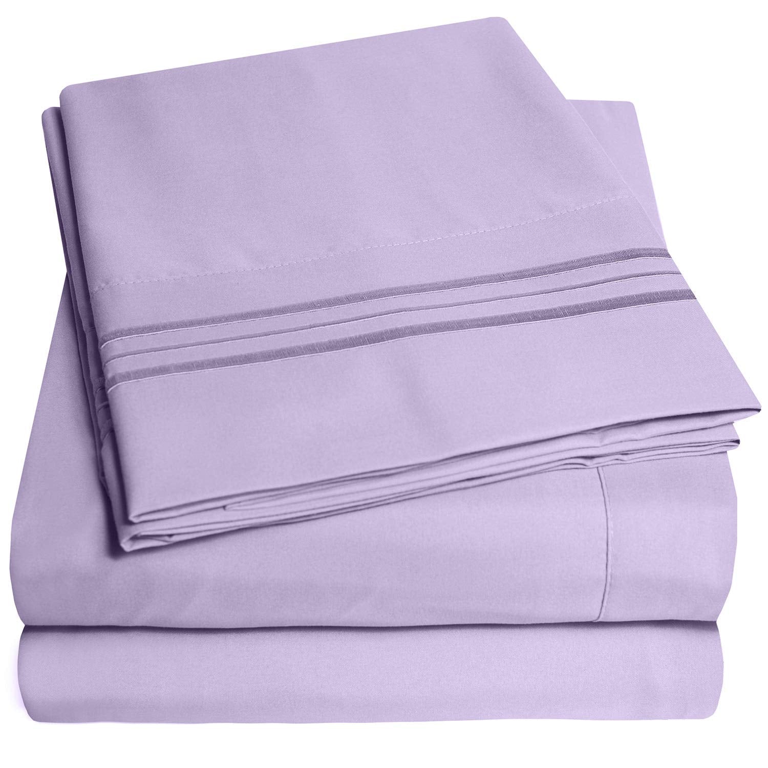 Sweet Home Collection 1500 Supreme Queen Lavender sheet set folded, soft and inviting.