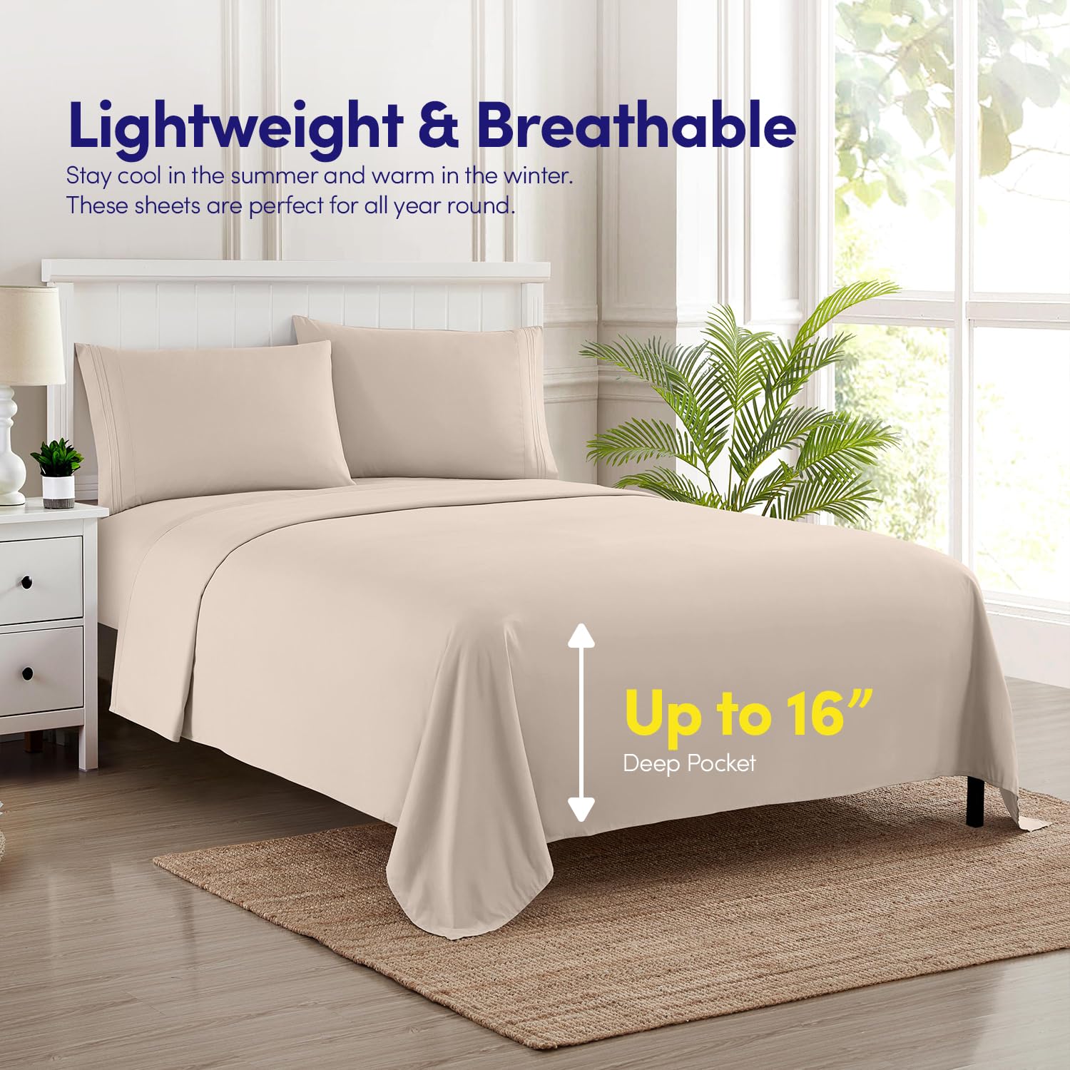 Sweet Home Collection 1500 Supreme queen pillowcase set with triple-line embroidery.