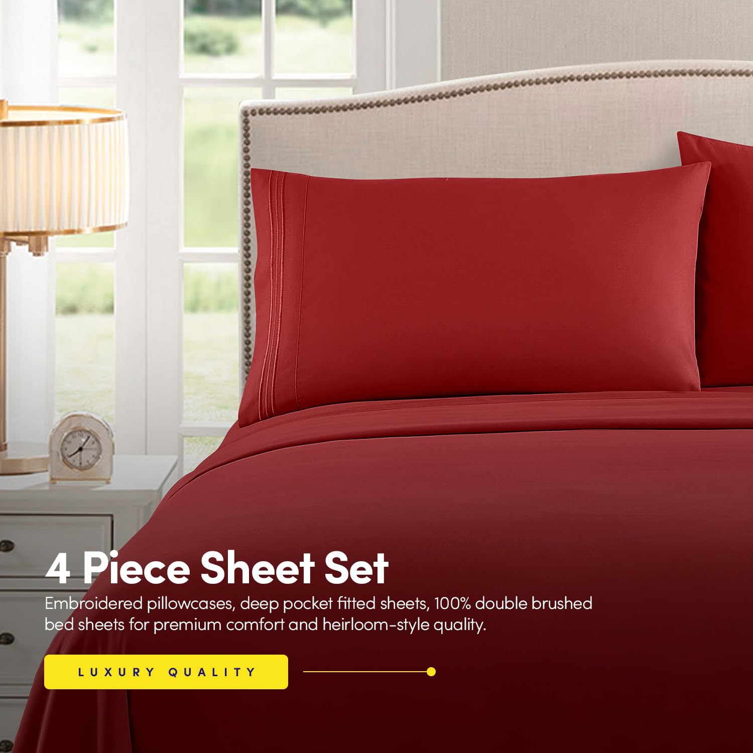 Sweet Home Collection 1500 Supreme pillowcase embroidery for elegant detail