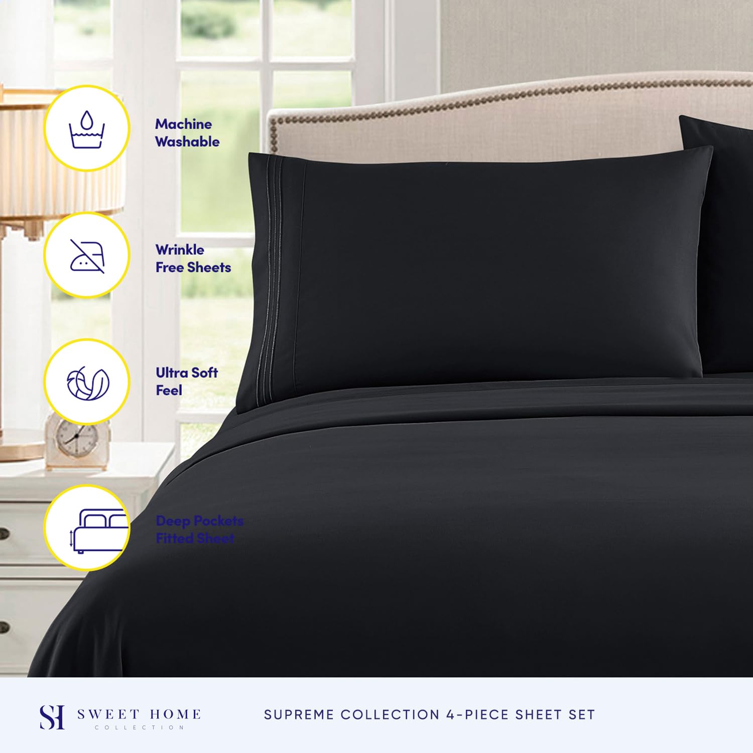 Sweet Home Collection 1800 Supreme close-up, deep pocket design for secure fit.