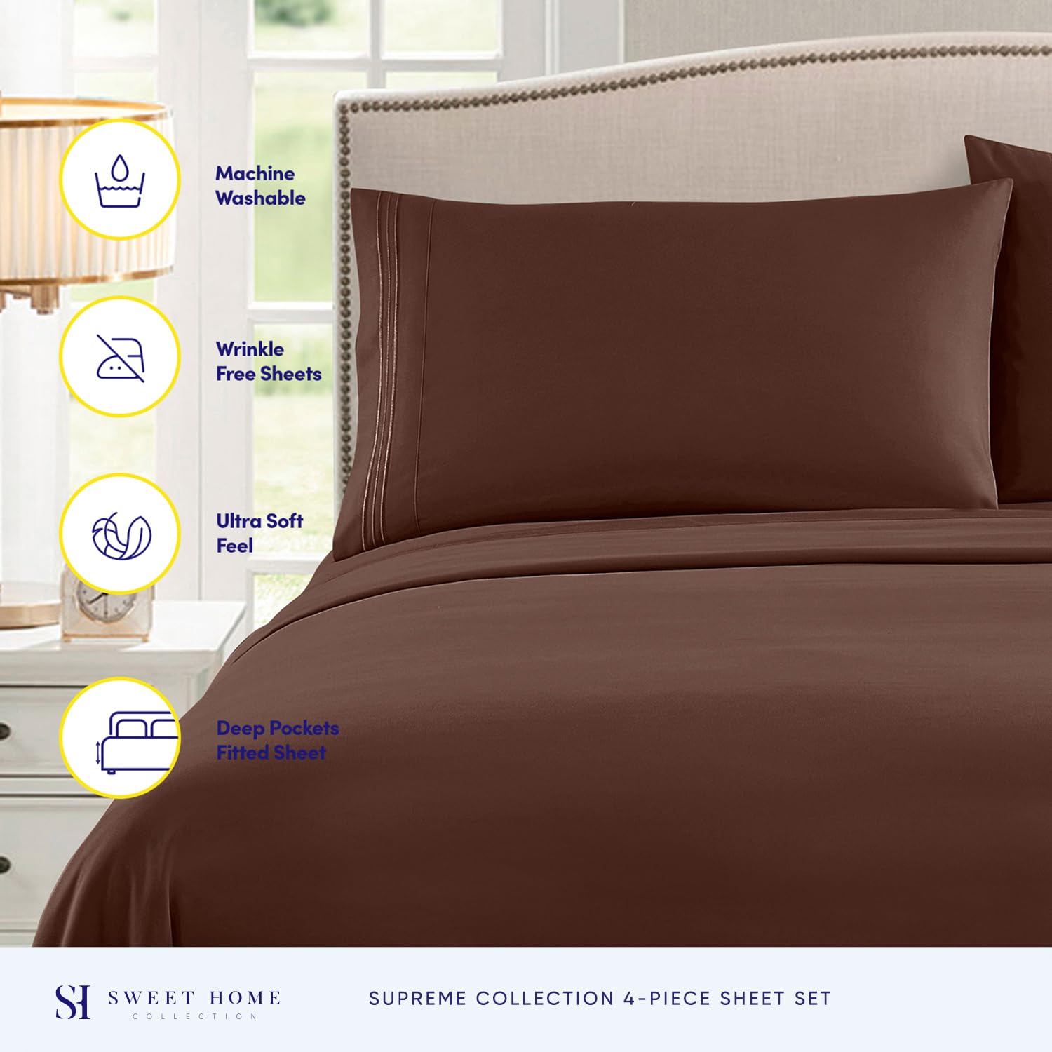 Sweet Home Collection 1800 Supreme fabric close-up highlights ultra-soft, breathable texture.