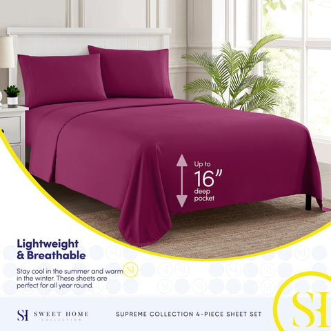 Sweet Home Collection 1800 Supreme queen sheets pillowcases set for complete bedding