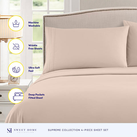 Sweet Home Collection king sheets offer a soft, breathable feel for restful nights.