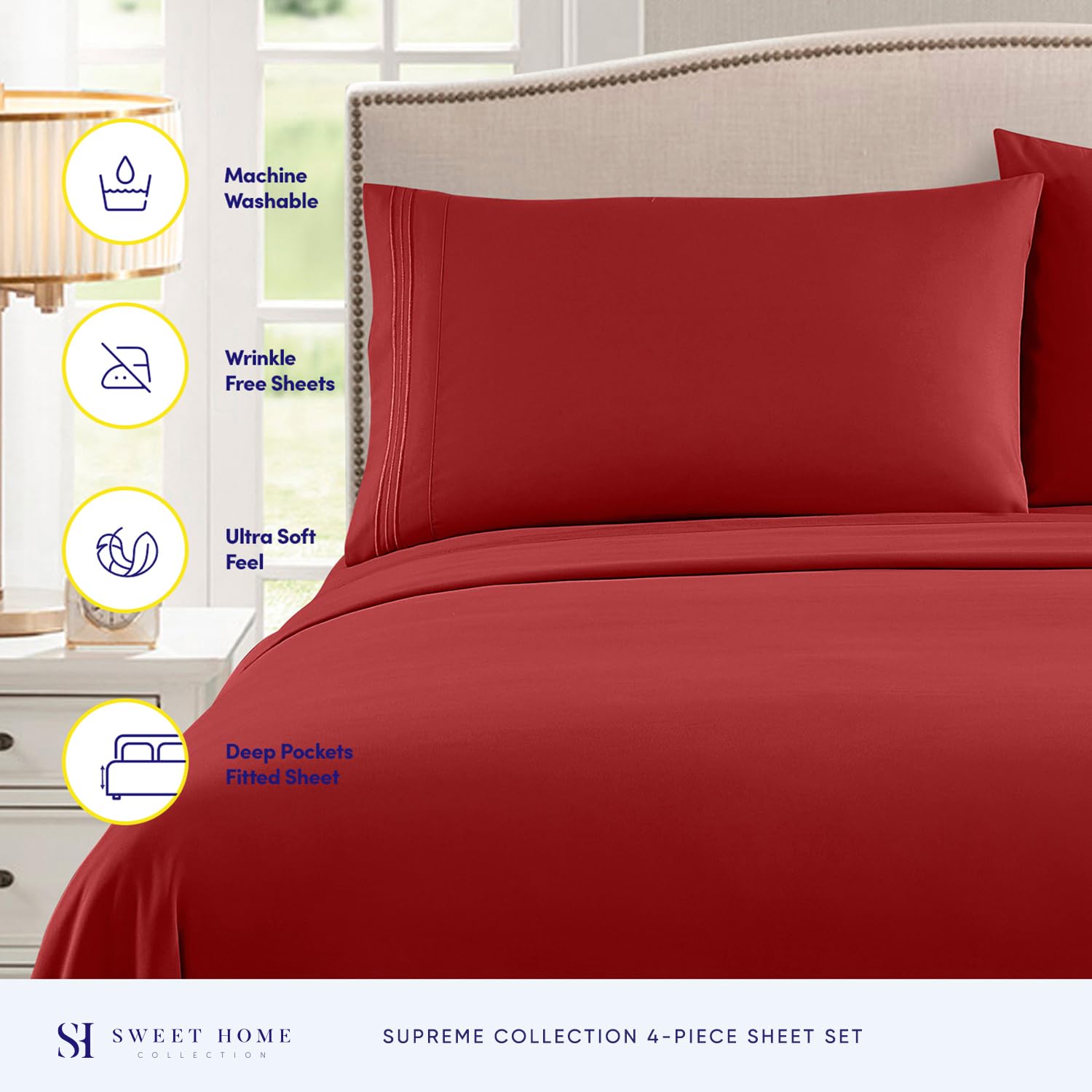 Sweet Home Collection 1800 Supreme softness offers a luxuriously brushed feel for cooling comfort