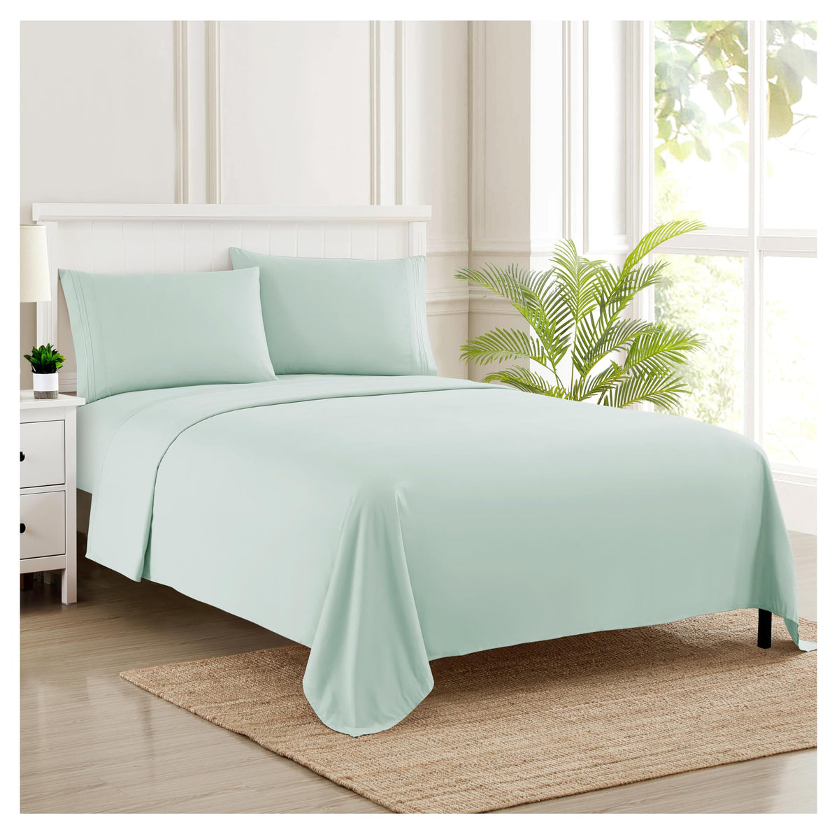 Sweet Home Collection 1800 flat sheet close-up shows ultra-soft microfiber for comfort