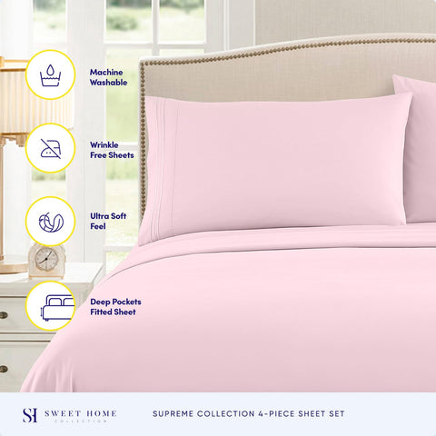 Sweet Home Collection 1800TC fitted sheet with built-in elastic corners
