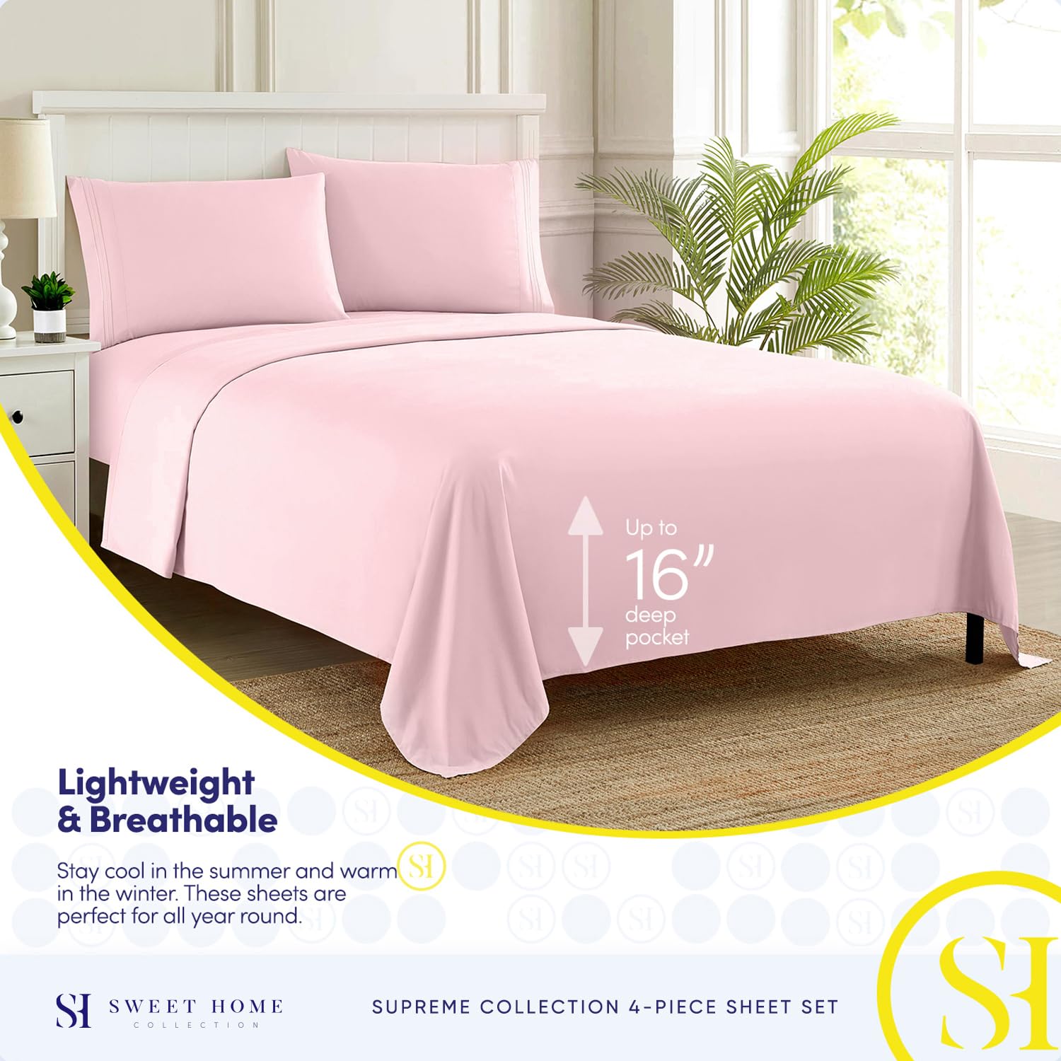 Sweet Home Collection pillowcases included for a complete set