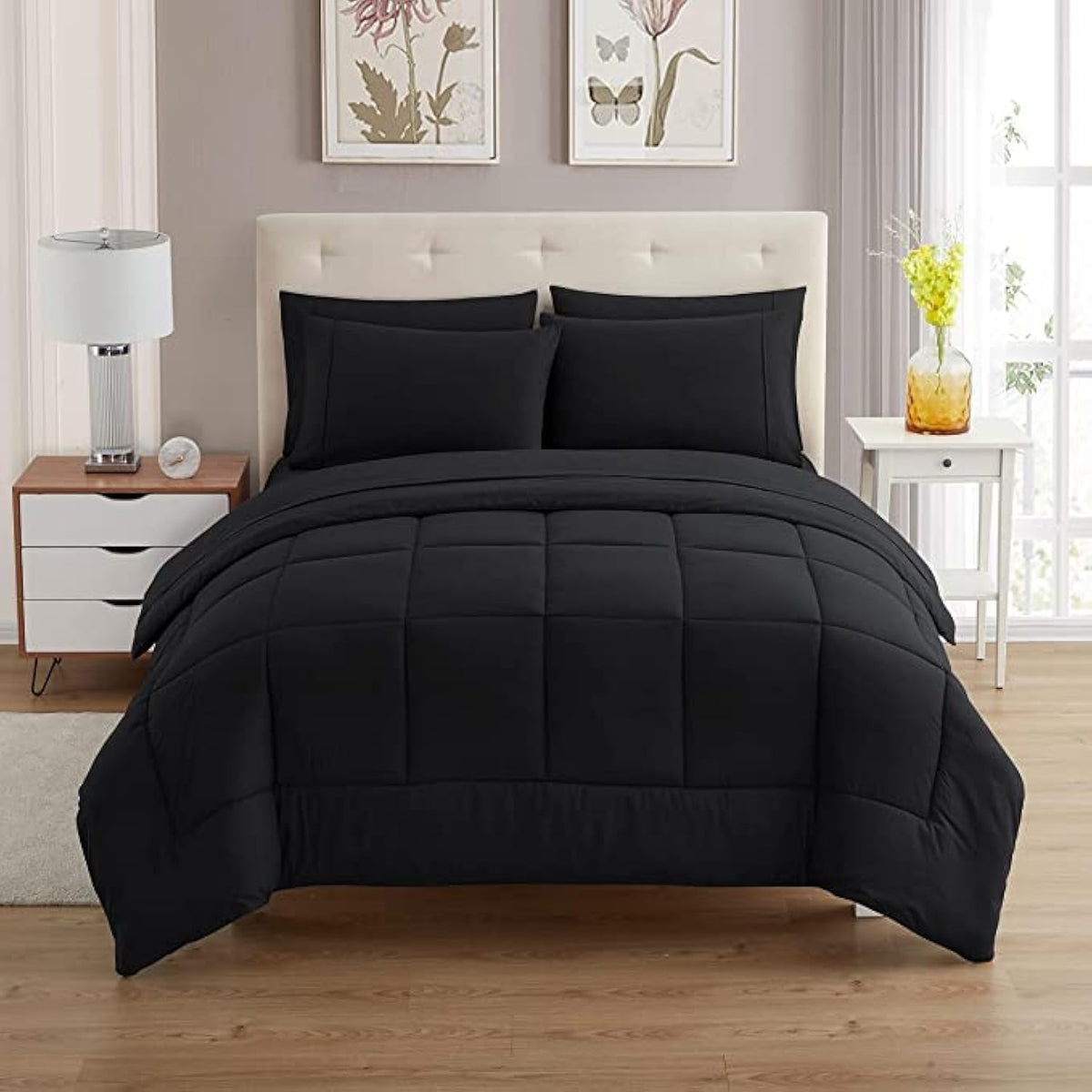 Sweet Home Collection 7 piece comforter set bag on a neatly made bed for an instant room refresh