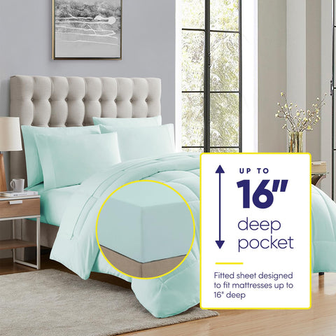 Sweet Home Collection fitted sheet with stay-put straps for slip-free sleep.