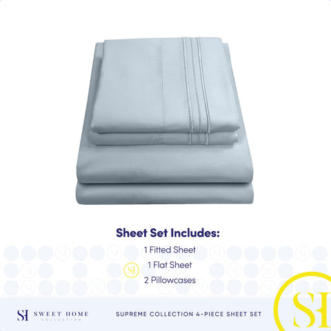 Fitted sheet with built-in elastic corners securing the fit