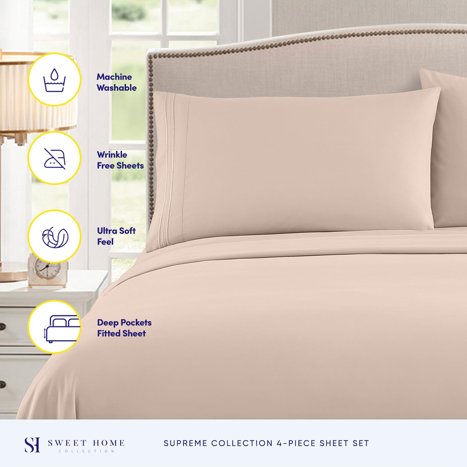 Sweet Home Collection brushed microfiber close-up shows plush texture for all night comfort