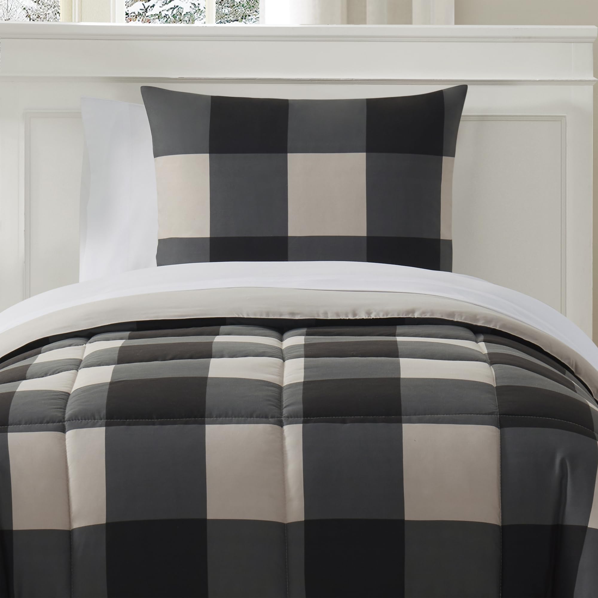 Sweet Home Collection buffalo-plaid sheets deliver microfiber softness.
