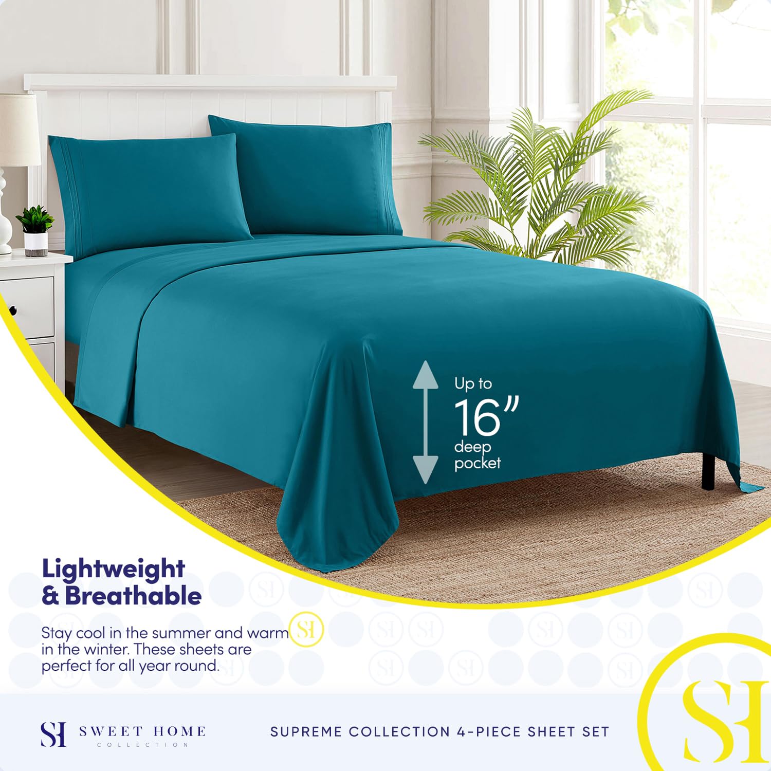 Sweet Home Collection built-in sheet straps keep the bed sheet in place.