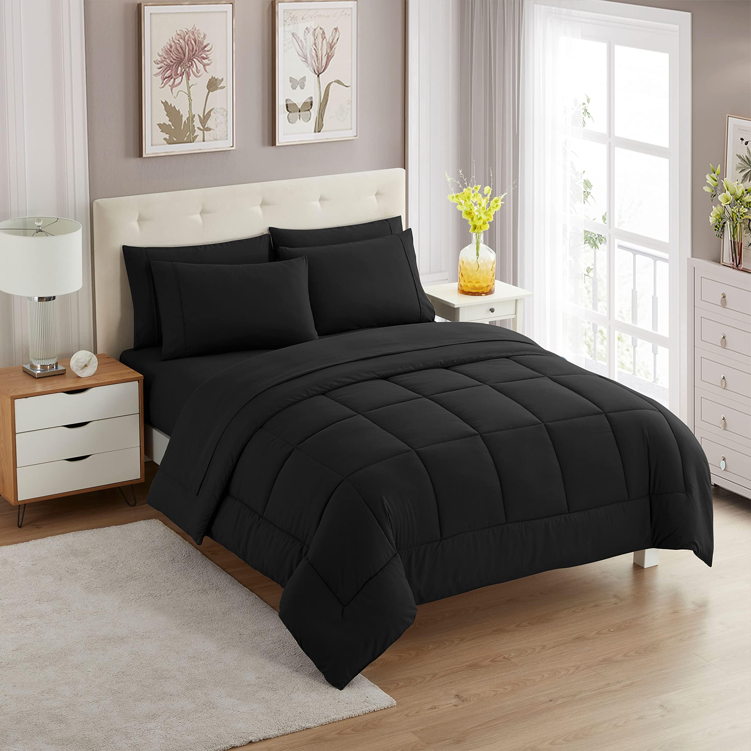 Sweet Home Collection comforter queen size neatly draped for a tidy inviting bed