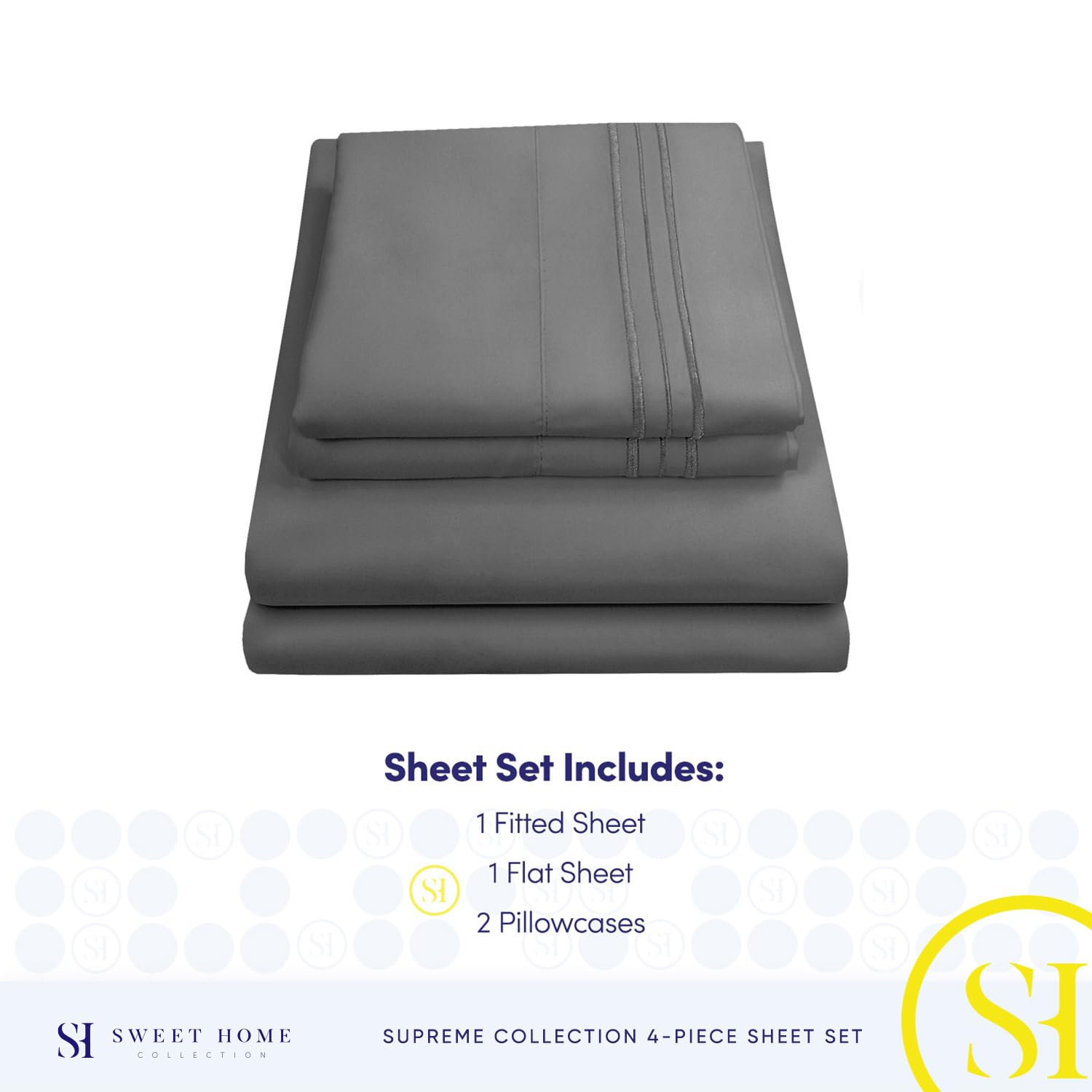 Deep-pocket fit demonstrates secure coverage for thick mattresses from Sweet Home Collection.
