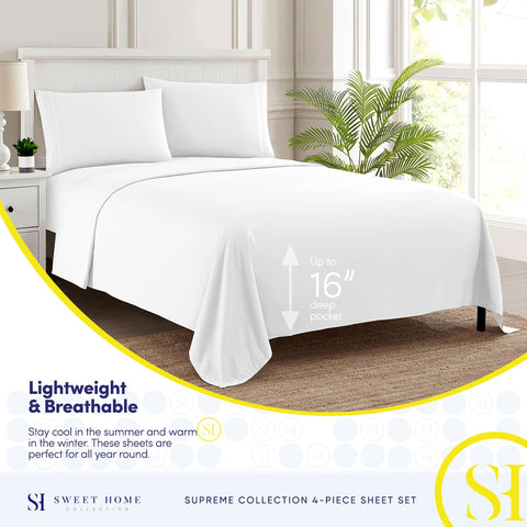 Sweet Home Collection deep pockets ensure a secure fit on deep mattresses.