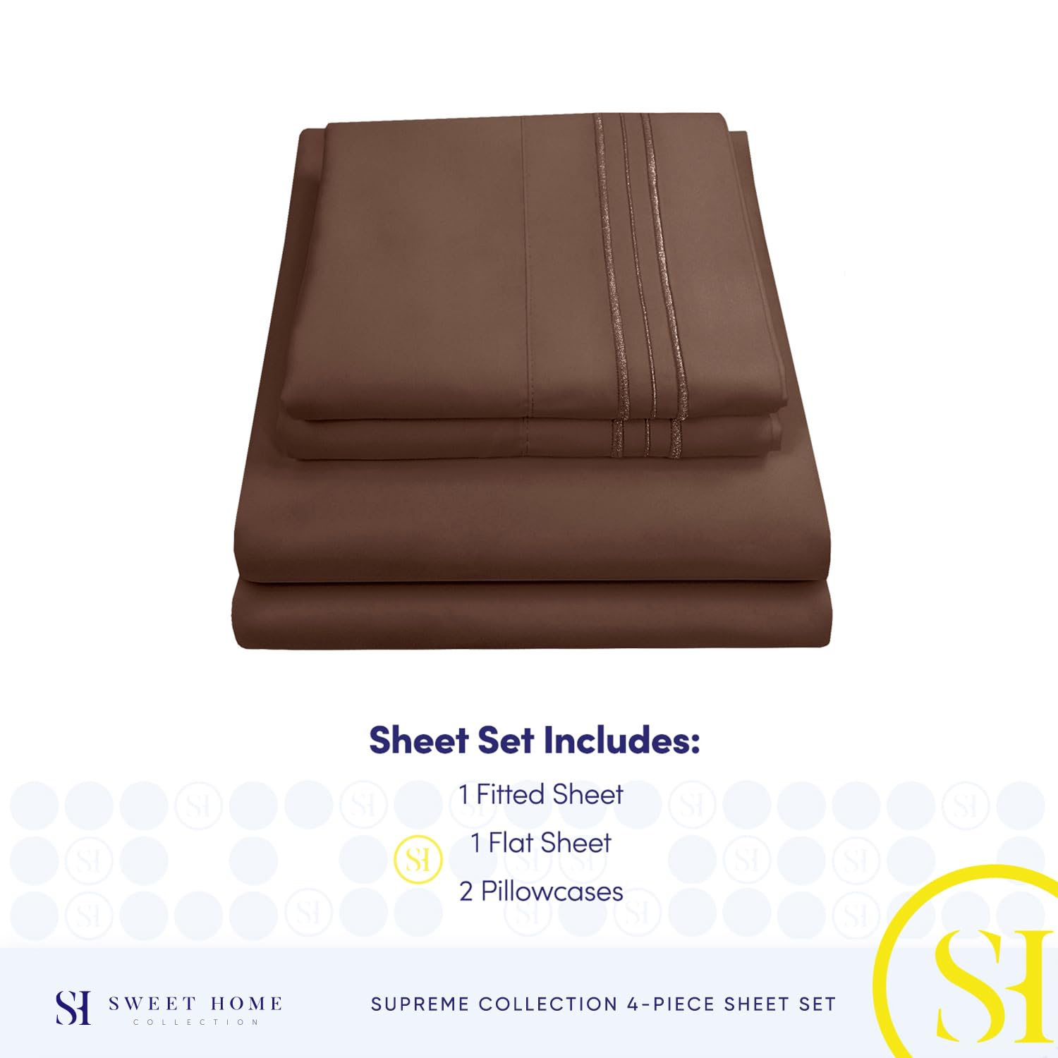 Sweet Home Collection deep-pocket design keeps fitted sheets in place.