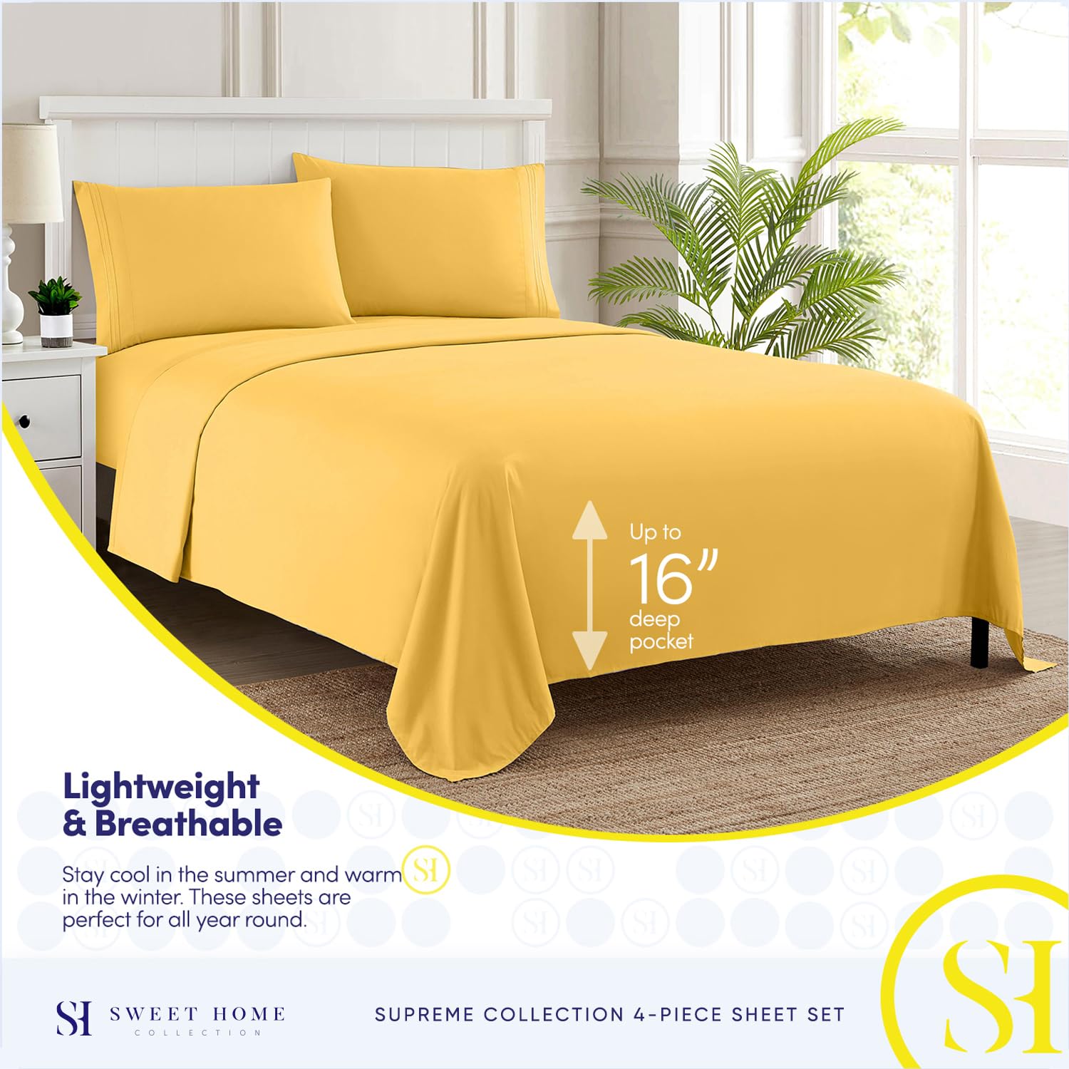 Sweet Home Collection elastic corner straps keep fitted sheets secure.