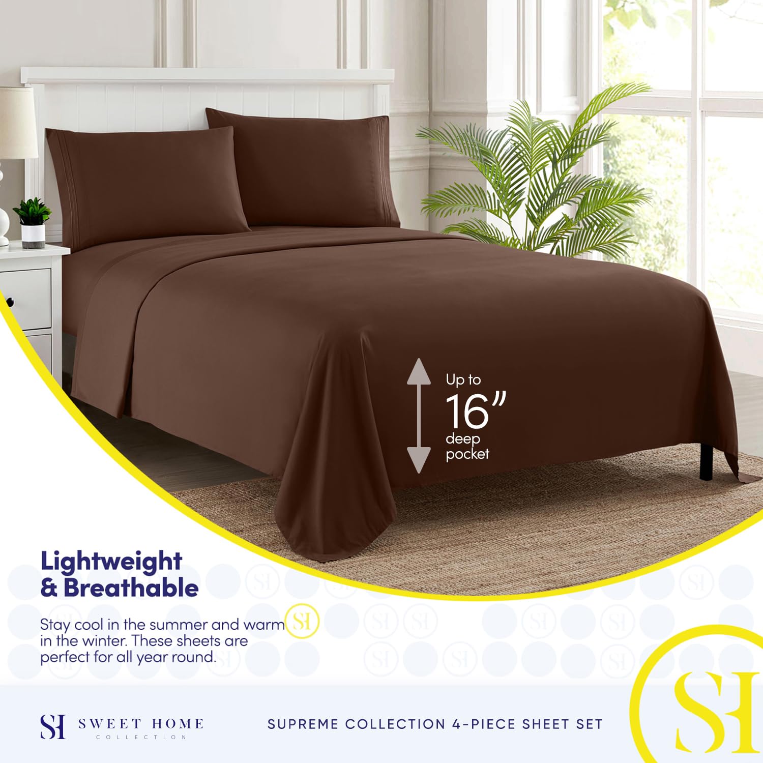 Sweet Home Collection built-in elastic corners demonstrate secure sheet attachment.