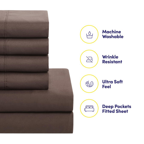 Sweet Home Collection flat sheet chocolate brown delivers smooth, crisp bed presentation.