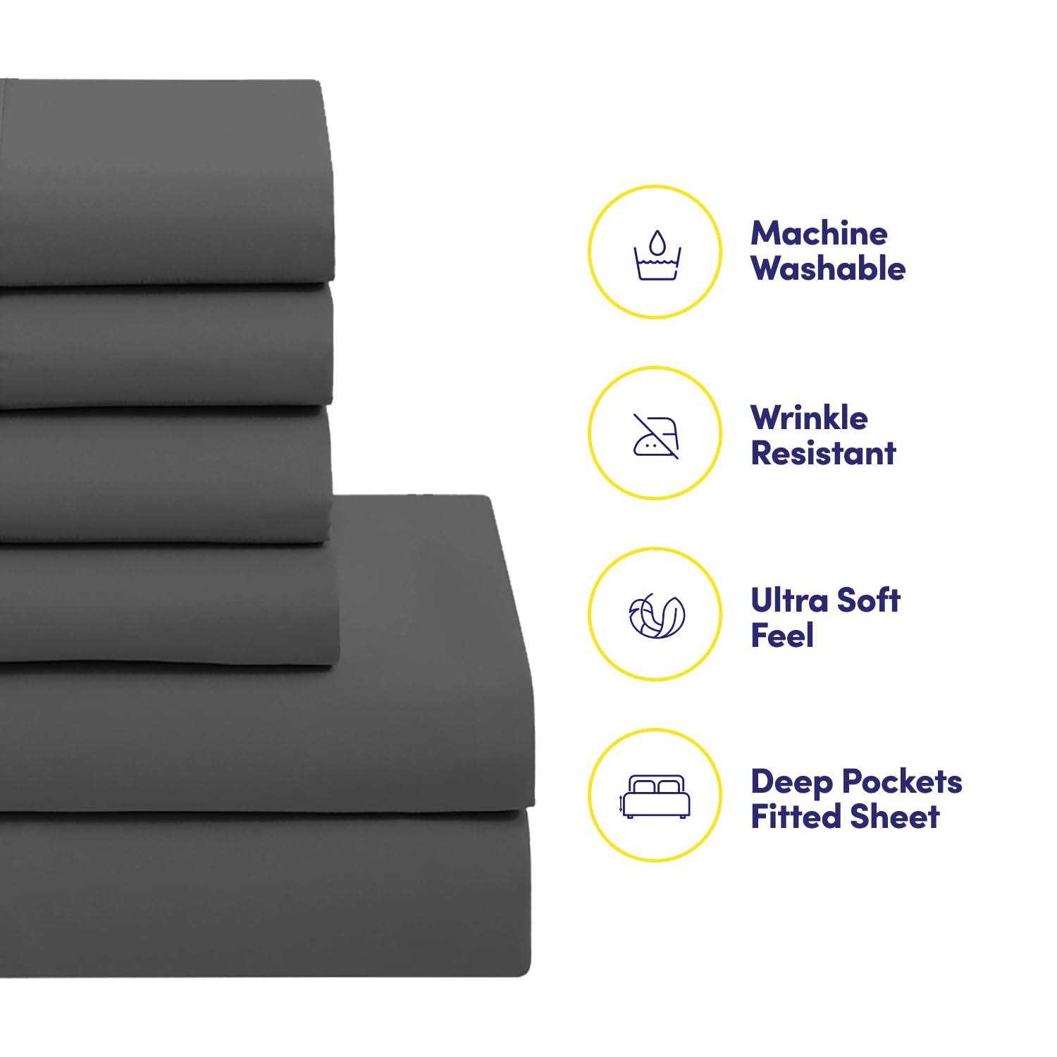 Sweet Home Collection flat sheet in gray provides silky smooth comfort for all seasons.