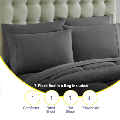 Gray bedding from Sweet Home Collection enhances modern bedroom decor.