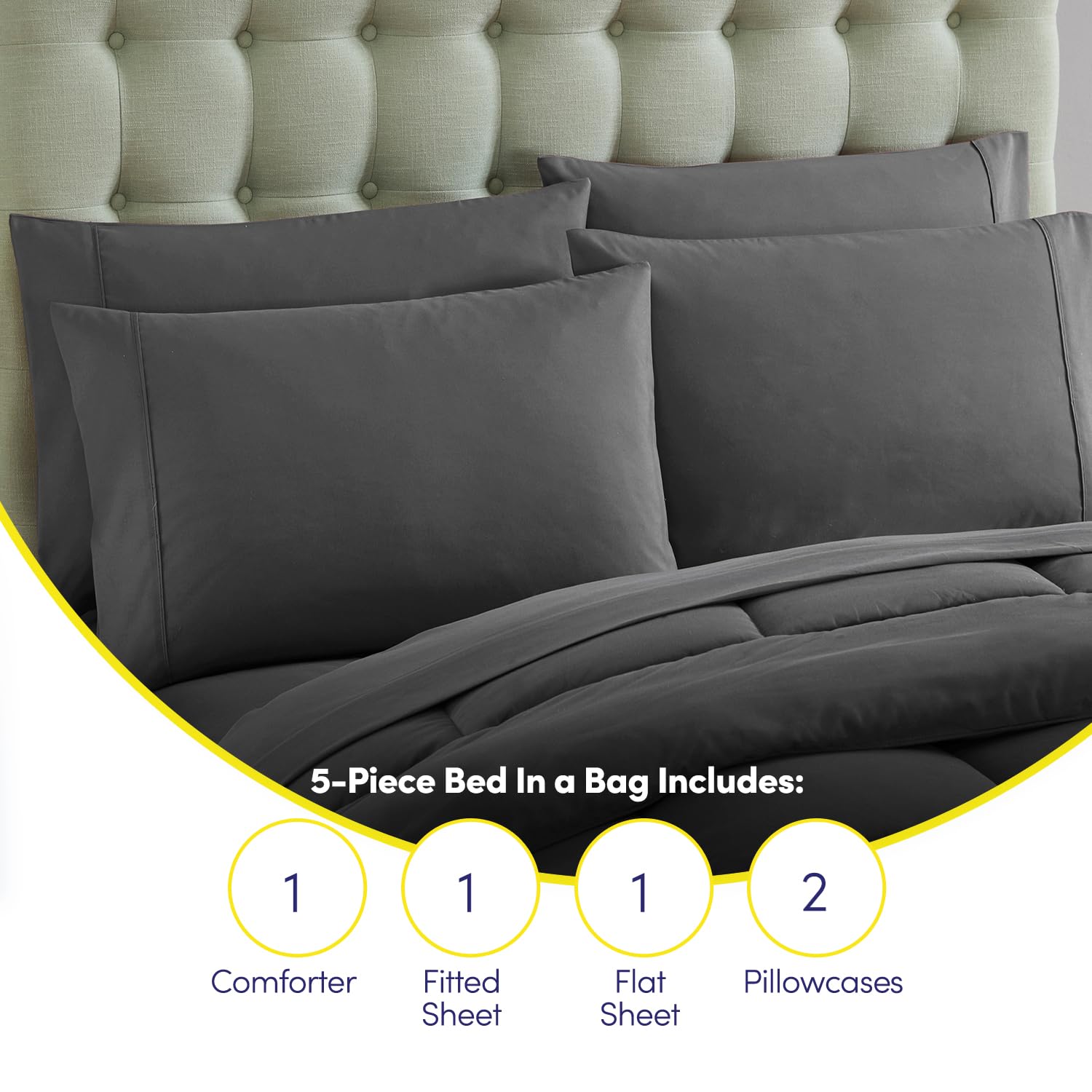 Gray Sweet Home Collection bedding enhances modern bedroom decor.