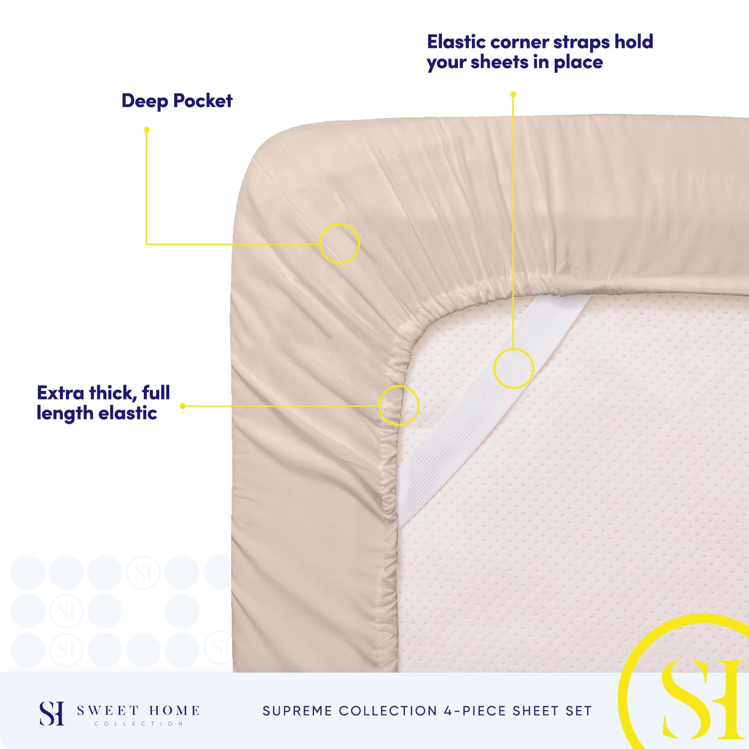 Sweet Home Collection beige king sheets add timeless style and comfort.