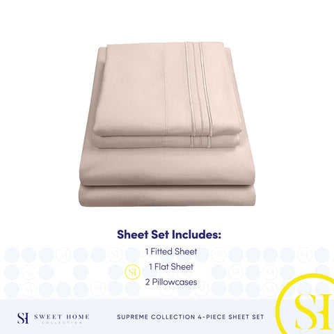 Sweet Home Collection king sheets deep pockets ensure secure mattress fit.