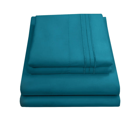 Sweet Home Collection king-size sheets with elastic corners for a secure fit on deep-pocket mattresses.