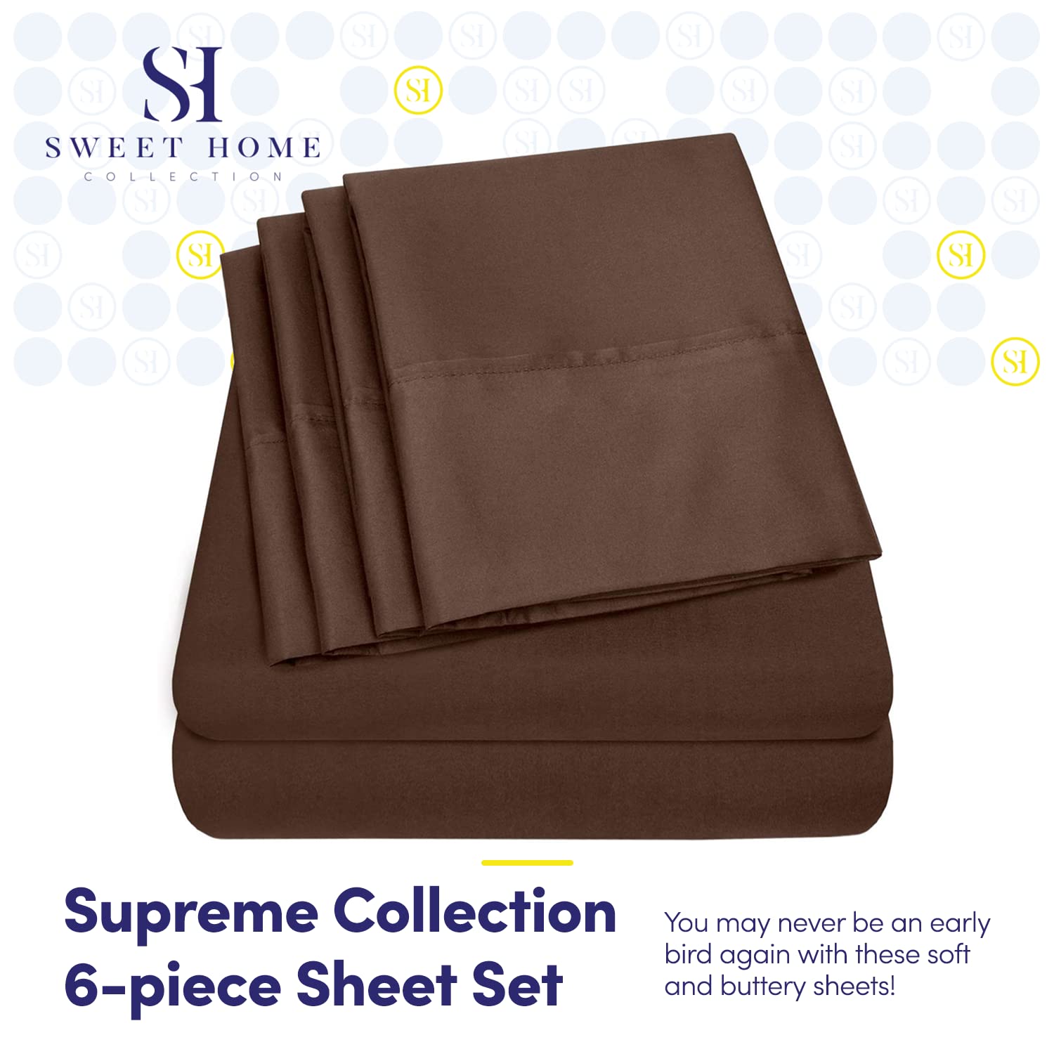Close-up of Sweet Home Collection microfiber texture on brown sheets.