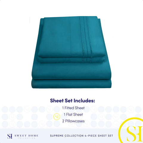 Sweet Home Collection queen sheets color swatches display 40 color options for decor.