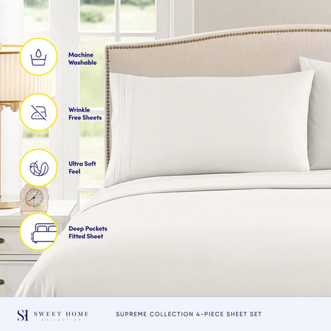Sweet Home Collection queen sheets demonstrate luxurious lay-in softness for restful nights.