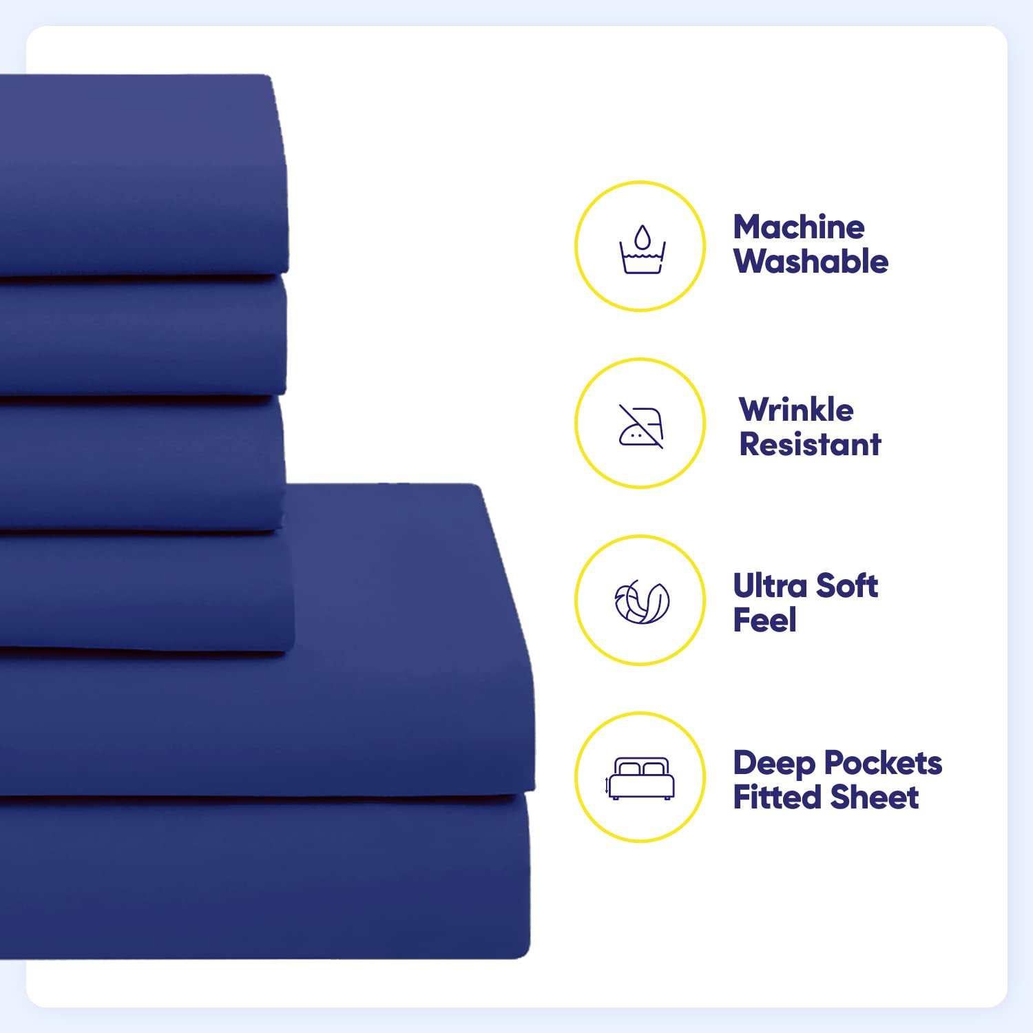 Sweet Home Collection royal blue bedding ensemble complements versatile decor in any room.