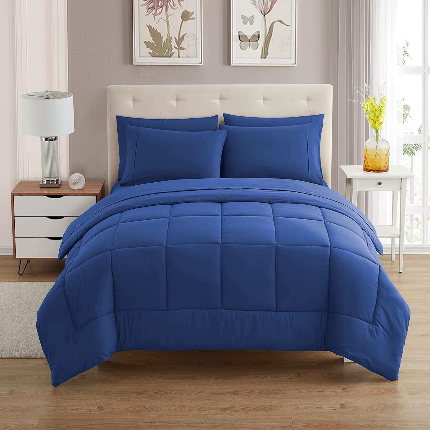 Sweet Home Collection royal blue comforter bag shows rich color and cozy warmth.