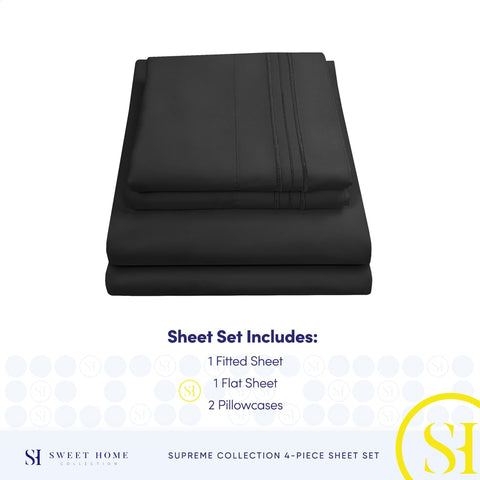 Sweet Home Collection black sheets color option for chic bedding.