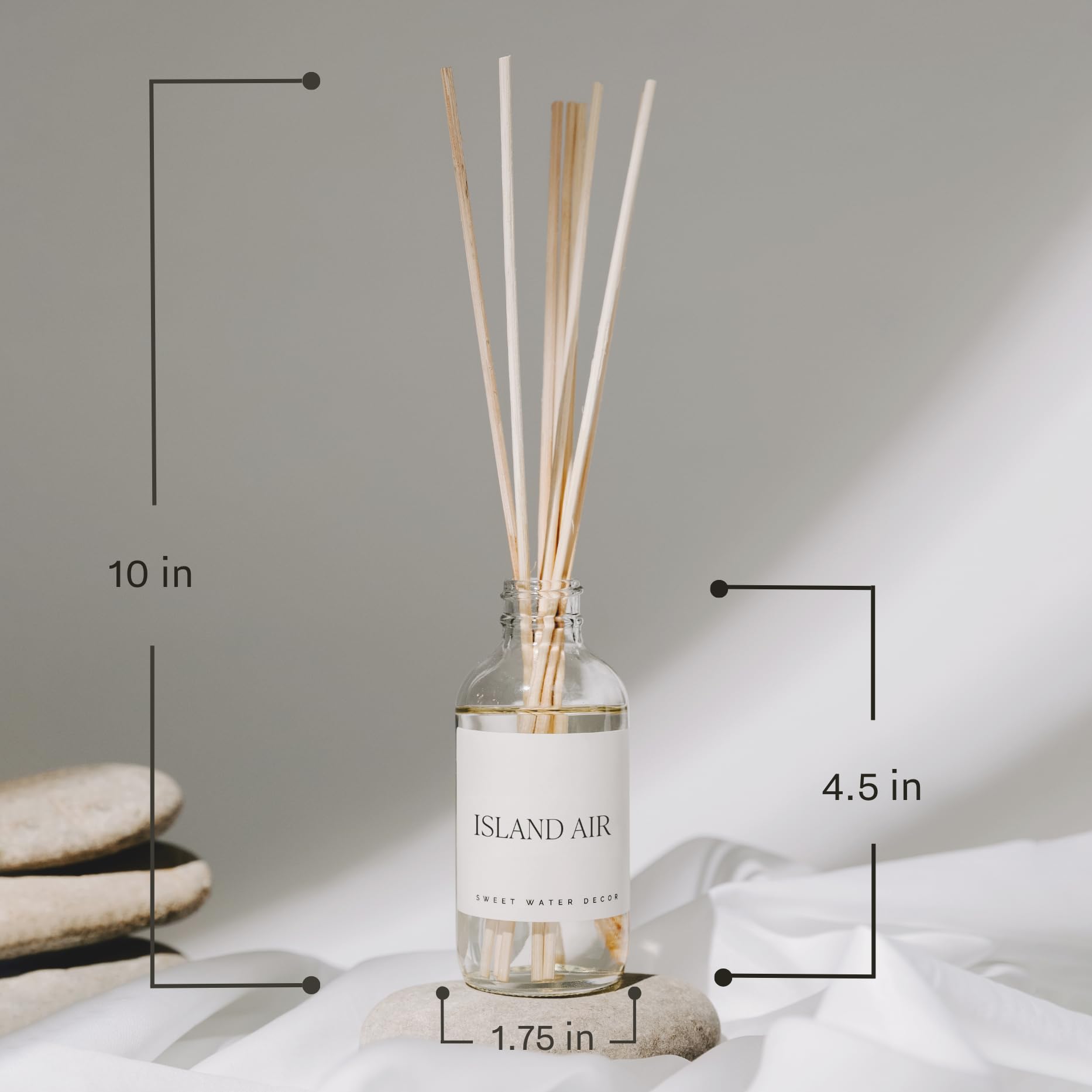 Sweet Water Decor Spa Day Reed Diffuser eight reeds for even fragrance release.