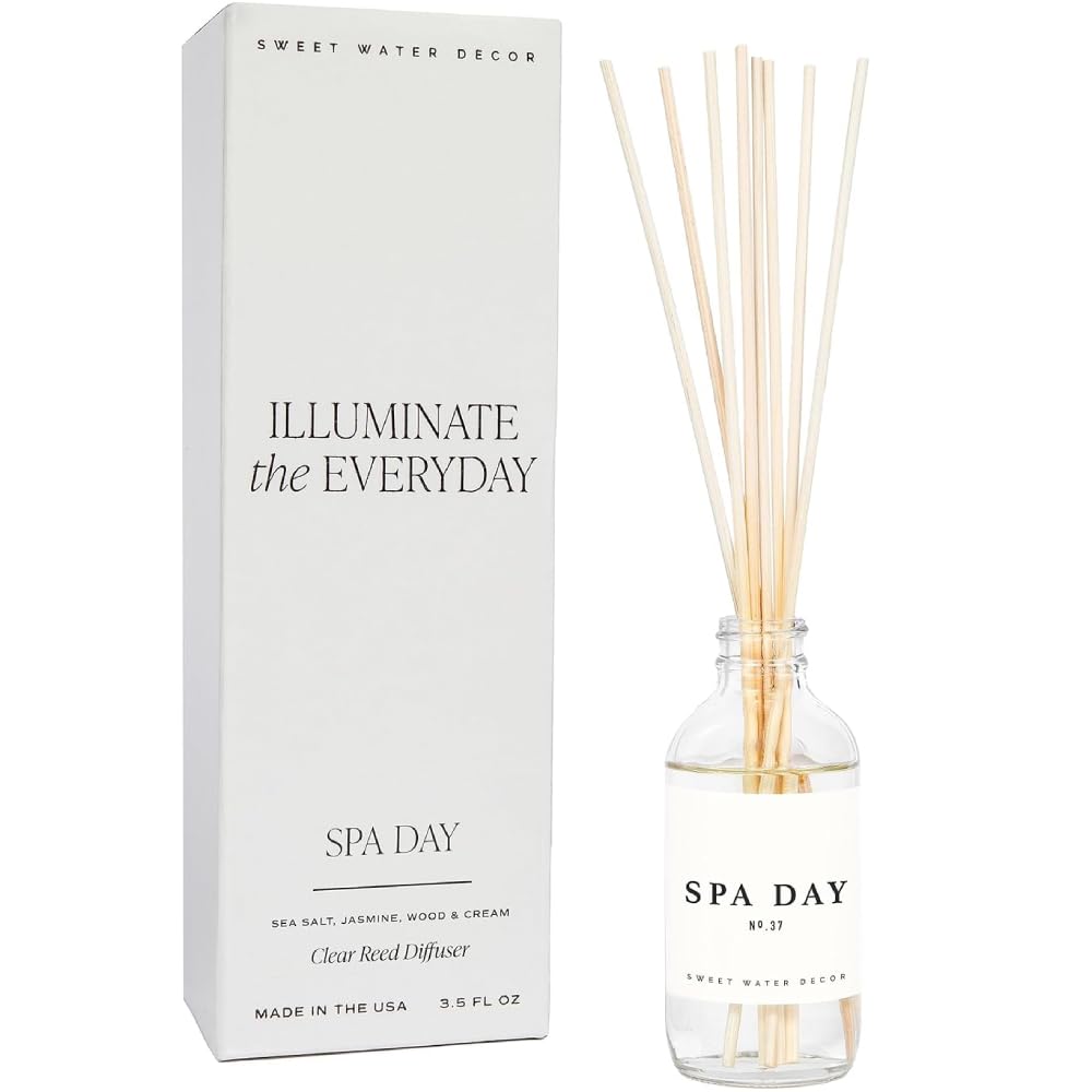 Sweet Water Decor Spa Day Reed Diffuser sea salt aroma for a tranquil space.