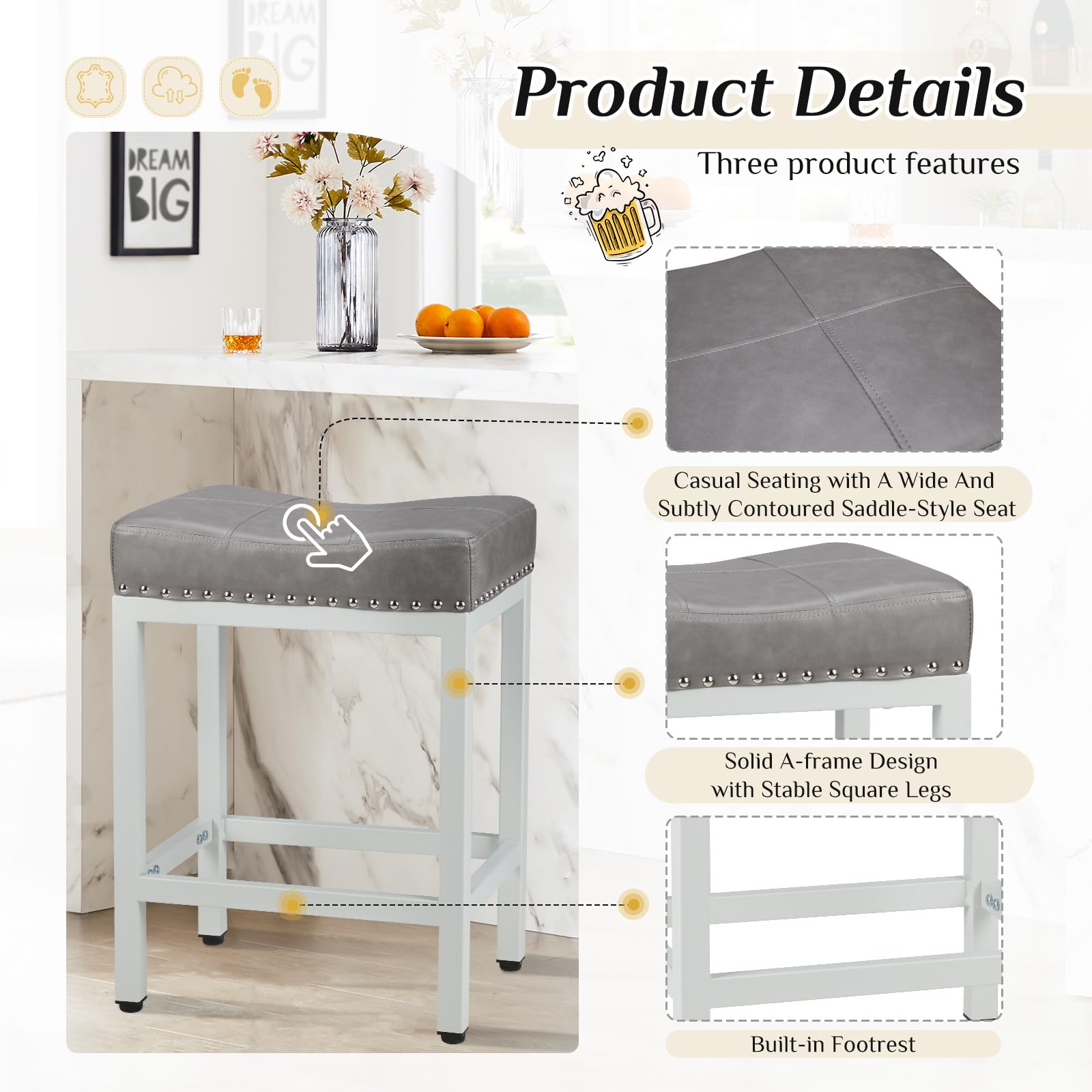 Sweetcrispy bar stool metal base with footrest offers sturdy support