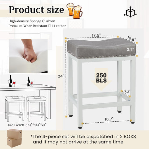 Sweetcrispy 24-inch bar stools pair in kitchen island for everyday seating