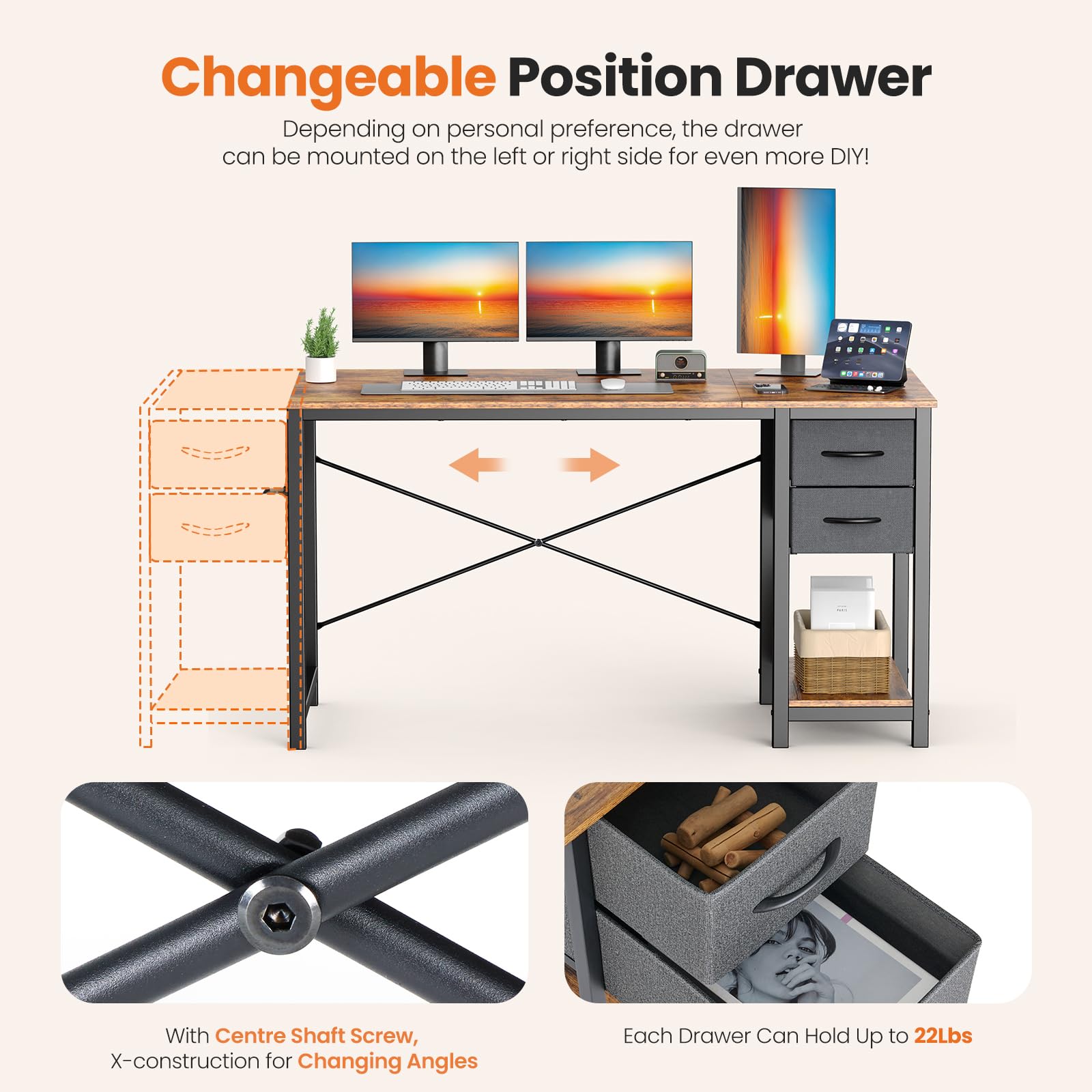 Sweetcrispy desk side hooks keep headphones and accessories within reach.