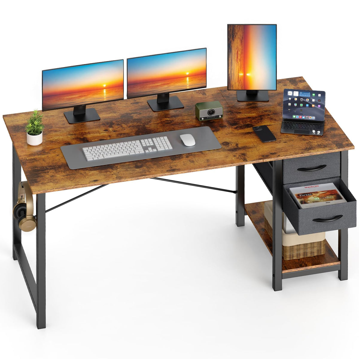 Sweetcrispy 47-Inch computer desk top view, a sturdy surface for focused work.