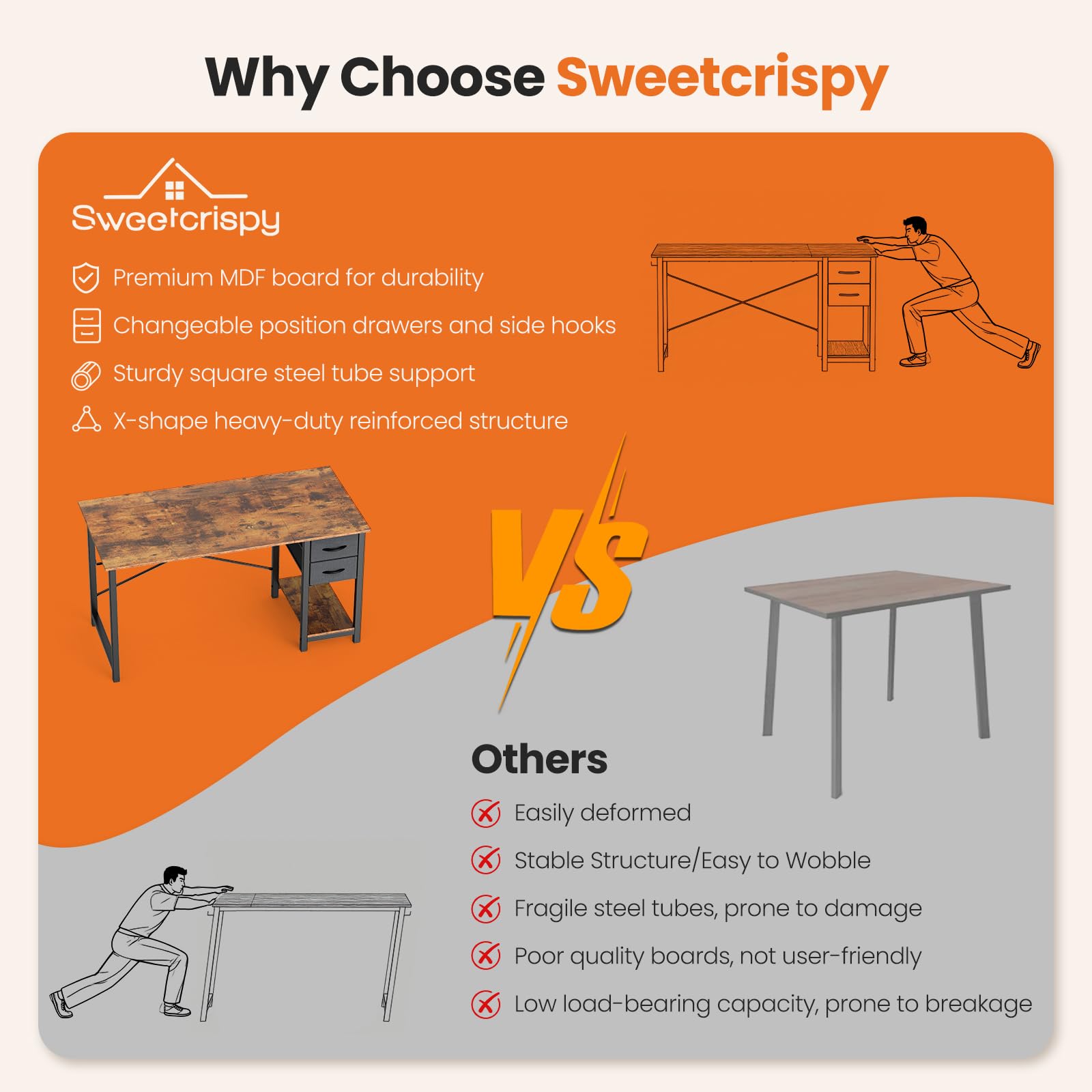 Sweetcrispy wood surface resists daily wear and feels premium.